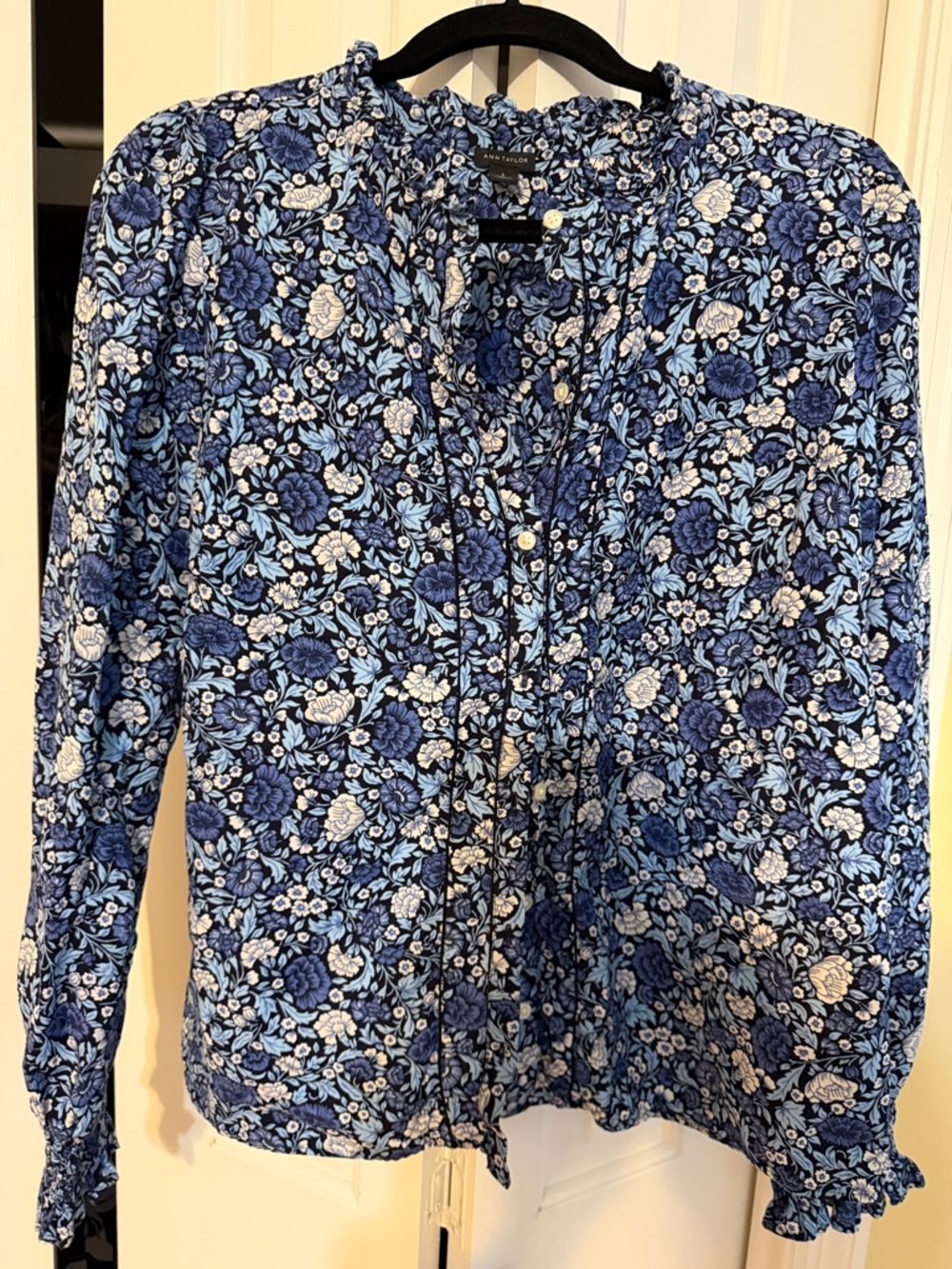 Talbots Blue Floral Long-Sleeve Blouse